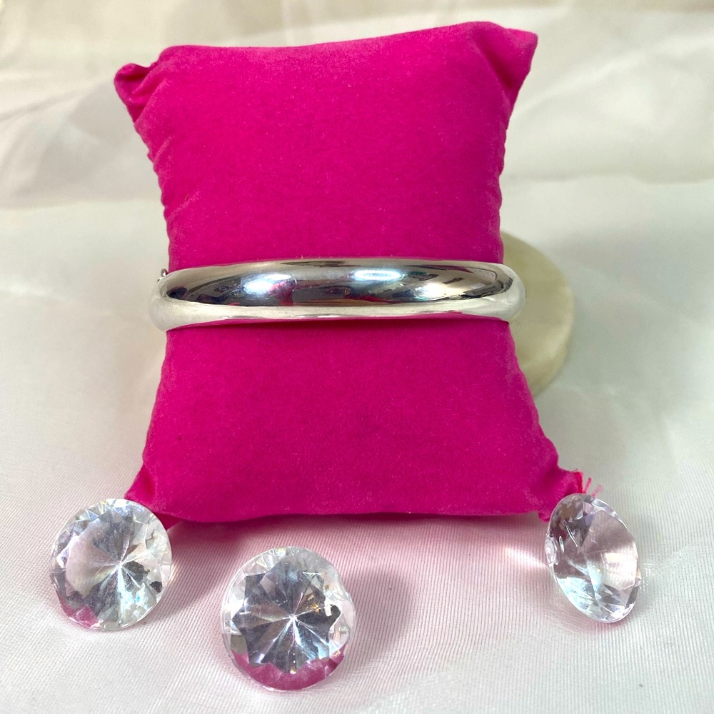 925 STERLING SILVER VINTAGE smooth shiny thick bangle bracelet